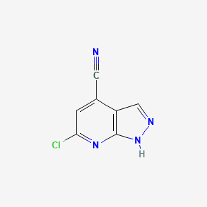 molecular formula C7H3ClN4 B13680506 6-Chloro-1H-pyrazolo[3,4-b]pyridine-4-carbonitrile 