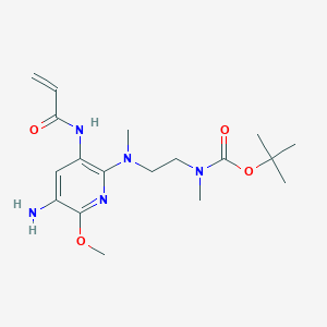 molecular formula C18H29N5O4 B13680575 N-[5-Amino-2-[[2-[Boc-(methyl)amino]ethyl](methyl)amino]-6-methoxy-3-pyridyl]acrylamide 