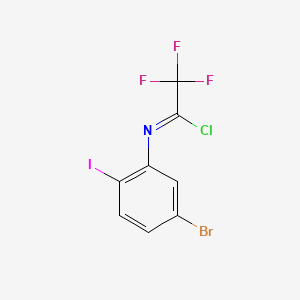 molecular formula C8H3BrClF3IN B13680791 N-(5-Bromo-2-iodophenyl)-2,2,2-trifluoroacetimidoyl Chloride 