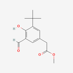 molecular formula C14H18O4 B13680910 Methyl 2-(3-(tert-butyl)-5-formyl-4-hydroxyphenyl)acetate 