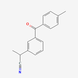 molecular formula C17H15NO B1368095 2-(3-(4-Methylbenzoyl)phenyl)propionitrile 