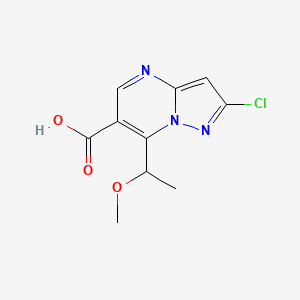 molecular formula C10H10ClN3O3 B13681047 2-Chloro-7-(1-methoxyethyl)pyrazolo[1,5-a]pyrimidine-6-carboxylic acid 