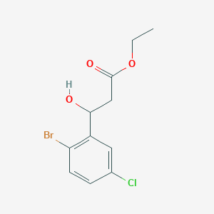molecular formula C11H12BrClO3 B13681111 Ethyl 3-(2-bromo-5-chlorophenyl)-3-hydroxypropanoate 