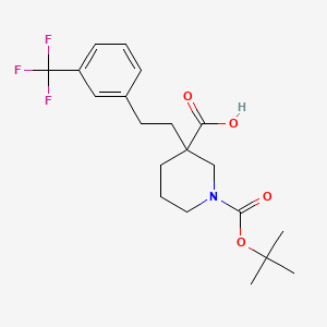 molecular formula C20H26F3NO4 B13681129 1-Boc-3-[3-(trifluoromethyl)phenethyl]piperidine-3-carboxylic Acid 