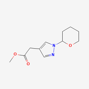 molecular formula C11H16N2O3 B13681330 Methyl 2-(1-(tetrahydro-2H-pyran-2-yl)-1H-pyrazol-4-yl)acetate 