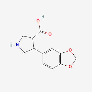 molecular formula C12H13NO4 B1368134 4-(Benzo[d][1,3]dioxol-5-yl)pyrrolidine-3-carboxylic acid 