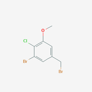 molecular formula C8H7Br2ClO B13681366 1-Bromo-5-(bromomethyl)-2-chloro-3-methoxybenzene 