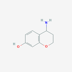 molecular formula C9H11NO2 B13681472 4-Aminochroman-7-ol 
