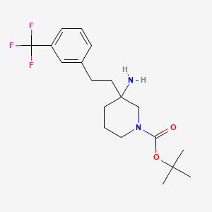 molecular formula C19H27F3N2O2 B13681524 1-Boc-3-[3-(trifluoromethyl)phenethyl]piperidin-3-amine 