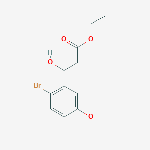 molecular formula C12H15BrO4 B13681563 Ethyl 3-(2-bromo-5-methoxyphenyl)-3-hydroxypropanoate 