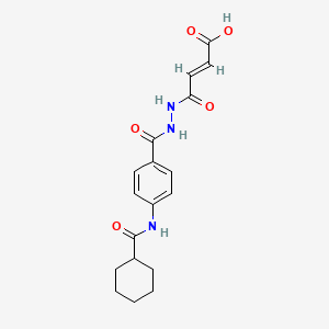 molecular formula C18H21N3O5 B1368160 (E)-4-[2-[4-(cyclohexanecarbonylamino)benzoyl]hydrazinyl]-4-oxobut-2-enoic acid 