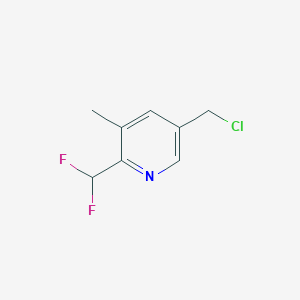 molecular formula C8H8ClF2N B13681603 5-(Chloromethyl)-2-(difluoromethyl)-3-methylpyridine 