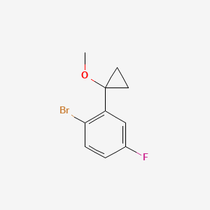 molecular formula C10H10BrFO B13681665 1-Bromo-4-fluoro-2-(1-methoxycyclopropyl)benzene 