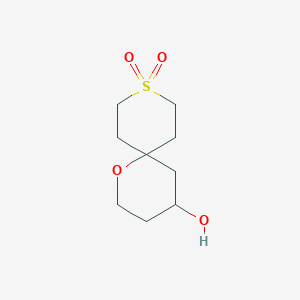 molecular formula C9H16O4S B13681932 4-Hydroxy-1-oxa-9-thiaspiro[5.5]undecane 9,9-dioxide 