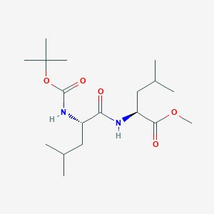 molecular formula C18H34N2O5 B1368216 (S)-Methyl 2-((S)-2-((tert-butoxycarbonyl)amino)-4-methylpentanamido)-4-methylpentanoate 