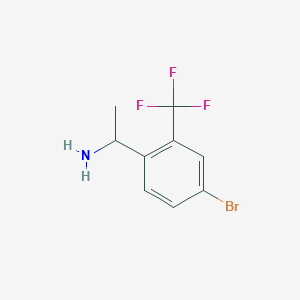molecular formula C9H9BrF3N B13682191 1-[4-Bromo-2-(trifluoromethyl)phenyl]ethanamine 