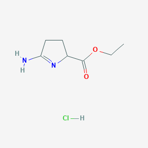 molecular formula C7H13ClN2O2 B13682295 Ethyl (S)-5-Amino-3,4-dihydro-2H-pyrrole-2-carboxylate Hydrochloride 