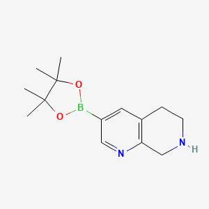 molecular formula C14H21BN2O2 B13682319 3-(4,4,5,5-Tetramethyl-1,3,2-dioxaborolan-2-yl)-5,6,7,8-tetrahydro-1,7-naphthyridine 