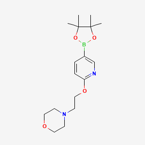 molecular formula C17H27BN2O4 B13682333 4-(2-((5-(4,4,5,5-Tetramethyl-1,3,2-dioxaborolan-2-yl)pyridin-2-yl)oxy)ethyl)morpholine 