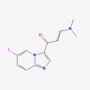 molecular formula C12H12IN3O B13682340 (E)-3-(Dimethylamino)-1-(6-iodoimidazo[1,2-a]pyridin-3-yl)prop-2-en-1-one 