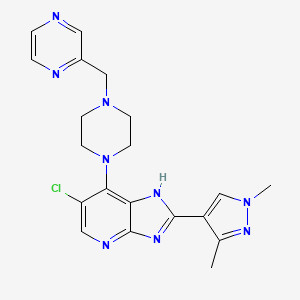 molecular formula C20H22ClN9 B13682406 6-Chloro-2-(1,3-dimethyl-4-pyrazolyl)-7-[4-(2-pyrazinylmethyl)-1-piperazinyl]-3H-imidazo[4,5-b]pyridine 