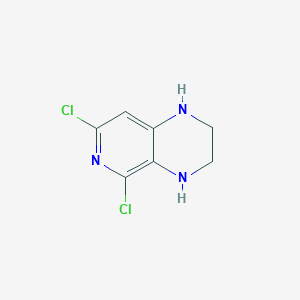 molecular formula C7H7Cl2N3 B13682416 5,7-Dichloro-1,2,3,4-tetrahydropyrido[3,4-b]pyrazine 