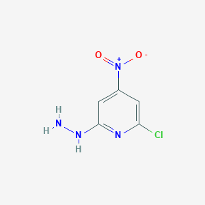 molecular formula C5H5ClN4O2 B13682450 2-Chloro-6-hydrazinyl-4-nitropyridine 