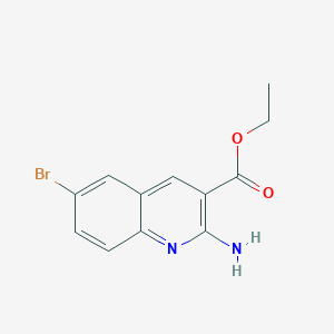 molecular formula C12H11BrN2O2 B13682470 Ethyl 2-amino-6-bromoquinoline-3-carboxylate 