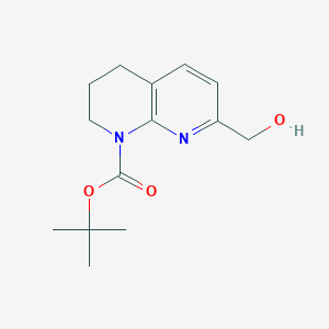 molecular formula C14H20N2O3 B13682541 tert-butyl 7-(hydroxymethyl)-3,4-dihydro-1,8-naphthyridine-1(2H)-carboxylate 