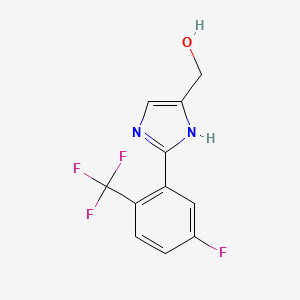 molecular formula C11H8F4N2O B13682547 2-[5-Fluoro-2-(trifluoromethyl)phenyl]imidazole-5-methanol 