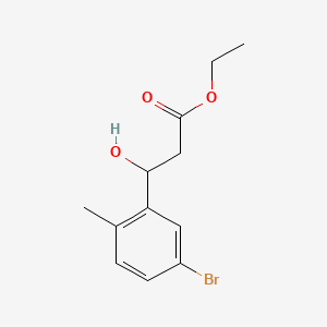 molecular formula C12H15BrO3 B13682573 Ethyl 3-(5-bromo-2-methylphenyl)-3-hydroxypropanoate 
