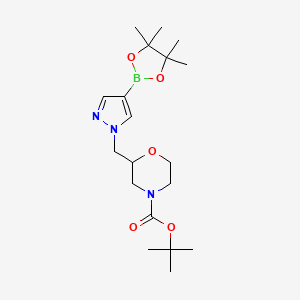 molecular formula C19H32BN3O5 B13682688 Tert-butyl 2-[[4-(4,4,5,5-tetramethyl-1,3,2-dioxaborolan-2-yl)pyrazol-1-yl]methyl]morpholine-4-carboxylate 