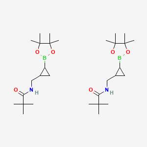molecular formula C30H56B2N2O6 B13682769 trans-2-(Pivalamidomethyl)cyclopropylboronic Acid Pinacol Ester 