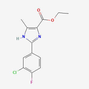 molecular formula C13H12ClFN2O2 B13682813 ethyl 2-(3-chloro-4-fluorophenyl)-5-methyl-1H-imidazole-4-carboxylate 
