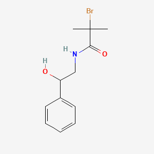 molecular formula C12H16BrNO2 B13682833 2-Bromo-N-(2-hydroxy-2-phenylethyl)-2-methylpropanamide 