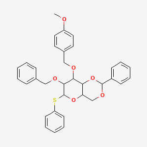 molecular formula C34H34O6S B13682837 a-D-Mannopyranoside, phenyl 3-O-[(4-Methoxyphenyl)Methyl]-2-O-(phenylMethyl)-4,6-O-[(R)-phenylMethylene]-1-thio- 