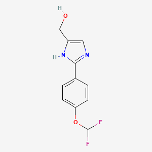 molecular formula C11H10F2N2O2 B13682904 2-[4-(Difluoromethoxy)phenyl]imidazole-5-methanol 