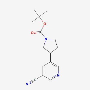 molecular formula C15H19N3O2 B13682929 5-(1-Boc-3-pyrrolidinyl)nicotinonitrile 