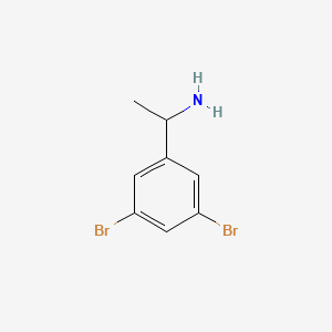 molecular formula C8H9Br2N B13683078 1-(3,5-Dibromophenyl)ethan-1-amine 
