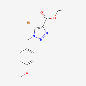molecular formula C13H14BrN3O3 B13683193 Ethyl 5-bromo-1-(4-methoxybenzyl)-1H-1,2,3-triazole-4-carboxylate 