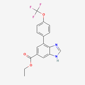 molecular formula C17H13F3N2O3 B13683297 Ethyl 4-[4-(Trifluoromethoxy)phenyl]benzimidazole-6-carboxylate 