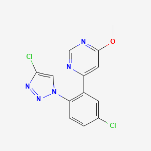 molecular formula C13H9Cl2N5O B13683311 4-[5-chloro-2-(4-chloro-1H-1,2,3-triazol-1-yl)phenyl]-6-methoxypyrimidine 