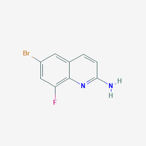 molecular formula C9H6BrFN2 B13683398 6-Bromo-8-fluoroquinolin-2-amine 