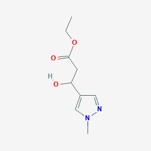 molecular formula C9H14N2O3 B13683483 Ethyl 3-Hydroxy-3-(1-methyl-4-pyrazolyl)propanoate 