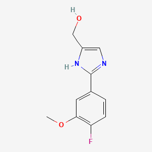 molecular formula C11H11FN2O2 B13683524 2-(4-Fluoro-3-methoxyphenyl)imidazole-5-methanol 