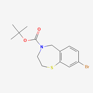 molecular formula C14H18BrNO2S B13683635 8-Bromo-4-boc-2,3,4,5-tetrahydrobenzo[F][1,4]thiazepine 