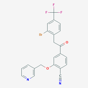 molecular formula C22H14BrF3N2O2 B13683655 4-[2-[2-Bromo-4-(trifluoromethyl)phenyl]acetyl]-2-(3-pyridylmethoxy)benzonitrile 