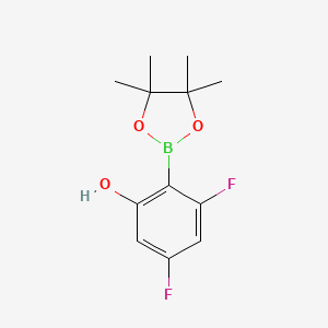 molecular formula C12H15BF2O3 B13683667 3,5-Difluoro-2-(4,4,5,5-tetramethyl-1,3,2-dioxaborolan-2-YL)phenol 