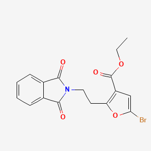 molecular formula C17H14BrNO5 B13683700 Ethyl 5-Bromo-2-[2-(1,3-dioxo-2-isoindolinyl)ethyl]furan-3-carboxylate 