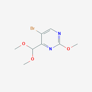 molecular formula C8H11BrN2O3 B13683723 5-Bromo-4-(dimethoxymethyl)-2-methoxypyrimidine 